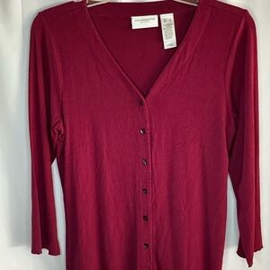 Liz Claiborne Deep Red Button-Down Shirt